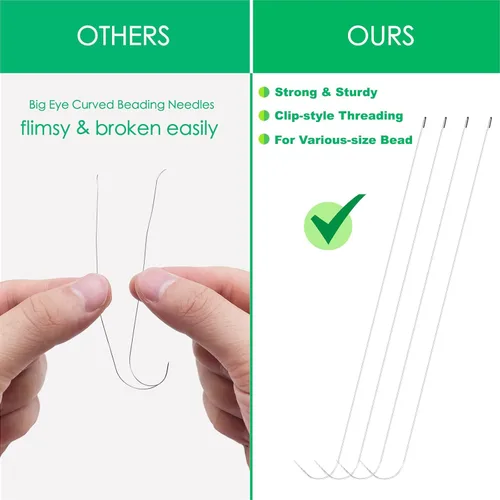 Vista 4 de Xmada 4 agujas de cuentas de 6.7 pulgadas estilo clip para hilandero de cuentas, 0.028 in de diámetro, agujas de cuentas eficientes y resistentes
