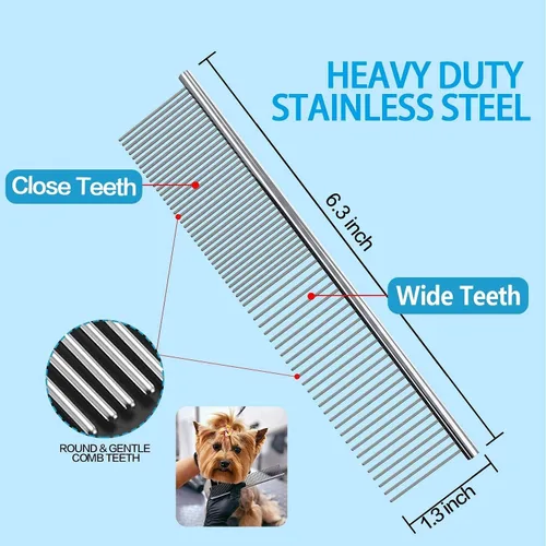 Vista 3 de Maxshop Tijeras de aseo para perros con puntas redondas de seguridad, kit de recortadora de titanio resistente para mascotas, tijeras