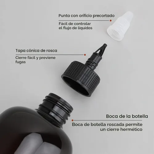 Vista 4 de Segbeauty Botellas para apretar ámbar de 16.9 onzas, 2 botellas aplicadoras de color de tinte para el cabello recargables de 16.9 fl oz con punta