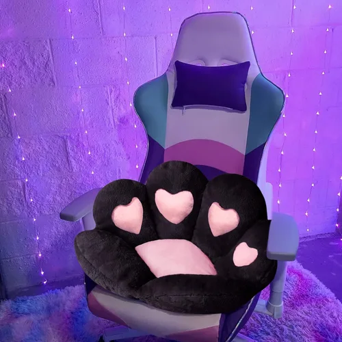 Vista 2 de Ditucu Cojín de Pata de Gato Kawaii Cojines para Silla 31.4 x 27.5 pulgadas Cosas Lindas Almohadilla de Asiento en Forma de Corazón Cómoda Almohada