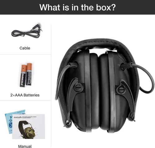 Vista 6 de awesafe Protección auditiva electrónica de disparo-NRR 24dB Auriculares de reducción de ruido para caza y uso en rango de armas
