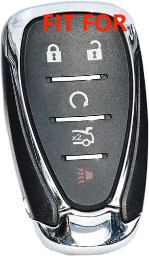 Vista 2 de Funda de goma de silicona con 5 botones para llavero de control remoto compatible con Chevrolet 2017 2018 2019 2020 2021 Chevy Malibu Camaro Trax