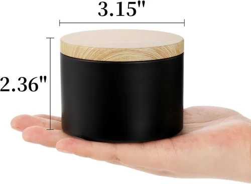 Vista 2 de Pumtus Paquete de 24 latas de velas de 8 onzas, recipiente de vela negro mate con tapas, tarros redondos de metal para hacer velas, recipiente