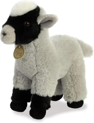 Vista 4 de Aurora® - Adorable cabrita de peluche Miyoni®, detalle realista, compañía entrañable, gris, 11 pulgadas