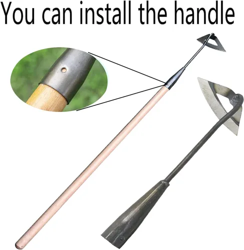 Vista 4 de 2 herramientas de azada de jardín, azada hueca endurecida de acero, extractor de malezas de jardín, herramientas afiladas de deshierbe de jardín
