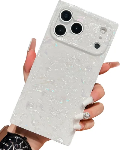 Vista 16 de KERZZIL Elegante Funda con Concha de Madre Perla para Niña Compatible con iPhone 14 de 6.1 Pulgadas, Funda Rectángulo con Borde, Elegante y delgada