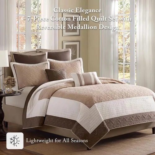 Vista 2 de Madison Park Attingham - Juego de edredón reversible, colcha transpirable para todas las estaciones, capas de ropa de cama ligeras y acogedoras