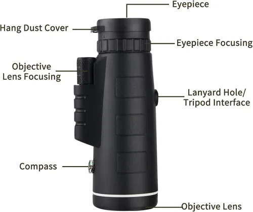 Vista 6 de Telescopio monocular de 40 x 60, monoculares pequeños para adultos de alta potencia, telescopio monocular de visión nocturna para teléfono