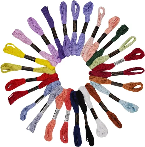 Hilo para Pulsera de la Amistad de 24 Madejas de Colores Arcoíris, Hilo de Bordar Hilo de Punto de Cruz Hilo de Bordado para Hacer Pulseras, Hilo