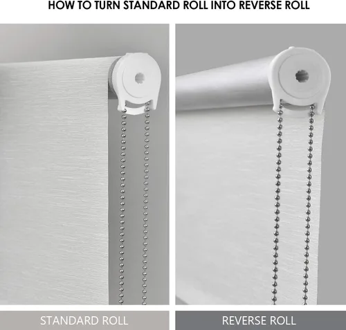 Vista 13 de ALLBRIGHT Persianas enrollables de tela con aislamiento térmico 100% opacas, protección UV, jacquard a rayas, fáciles de instalar (gris, 52 pulgadas)