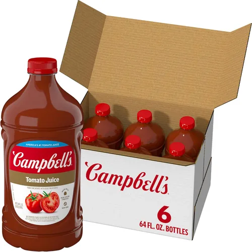 Vista 10 de Campbell's Jugo de tomate 100% bajo en sodio, botella de 64 onzas líquidas (paquete de 6)