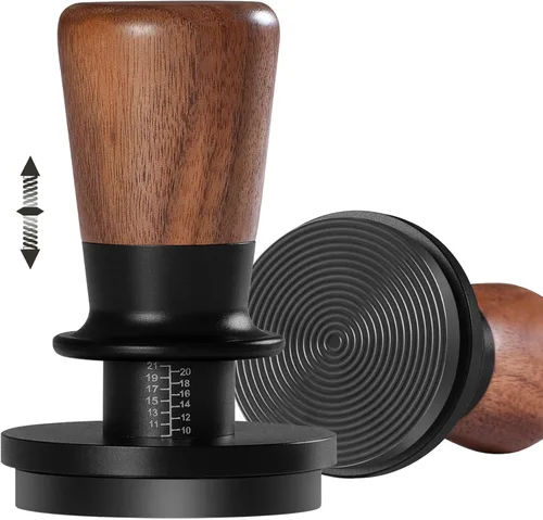 Vista 7 de PUSEE Tamper para Espresso Calibrado de 53.3mm, Tamper con doble resorte de 30lbs, Tamper de madera de nogal para café, herramienta espresso