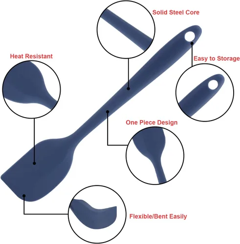 Vista 5 de Juego de espátulas de silicona, espátula de cuchara de goma, espátula resistente al calor, diseño de una pieza, espátula sin costuras, espátula