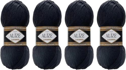 Vista 33 de Alize Lanagold - Hilo para tejer, lana para manualidades, mezcla de hilo para tejer a mano, cálida, suave, natural, gruesa, tejida a mano, lote de 4
