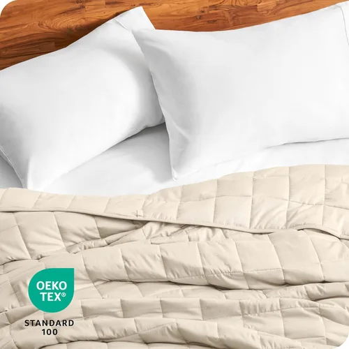 Vista 77 de Bare Home Manta con peso tamaño Twin o Full 7 libras (40" x 60") - Totalmente natural 100% algodón - Manta pesada premium con cuentas de vidrio