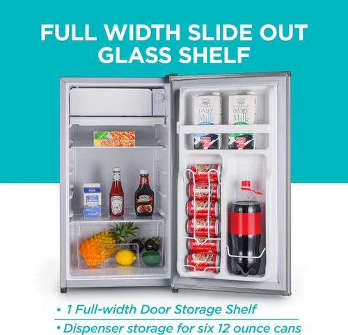 Vista 4 de BLACK+DECKER Refrigerador compacto de 3.2 pies cúbicos, refrigerador pequeño ENERGY STAR, mini refrigerador de una sola puerta con compartimento