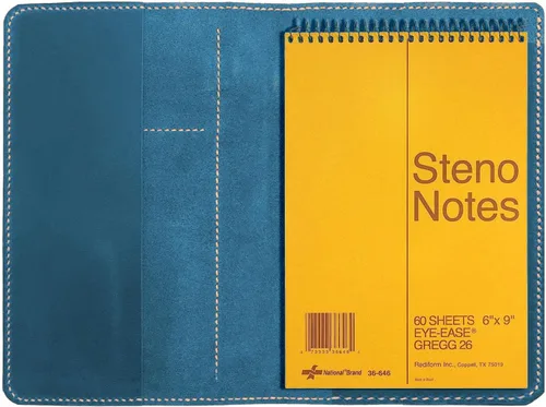 Vista 7 de Funda de cuero personalizada para bloc de notas Steno de 6"x9", cubierta de espiral de cuero hecha a mano, funda folio compatible con bloc de notas