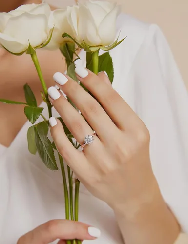 Vista 4 de EAMTI - Anillos de compromiso de plata de ley 925 de 1.5 quilates con circonita cúbica de corte ovalado, anillos de promesa de boda para mujer