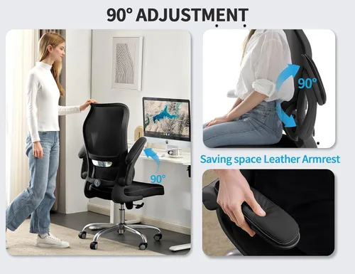 Vista 6 de TRALT Silla Ergonómica de Oficina - Silla de Escritorio con Respaldo Alto Ondulado y Soporte Lumbar Ajustable Silla para Computadora - Sillas