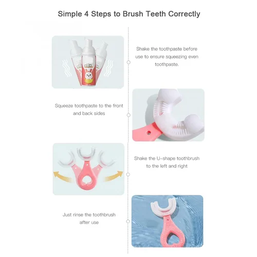 Vista 3 de Dirk41 Cepillos de dientes para niños, cepillo de dientes redondeado en forma de U, 24 piezas en forma de U para niños, cepillo de dientes