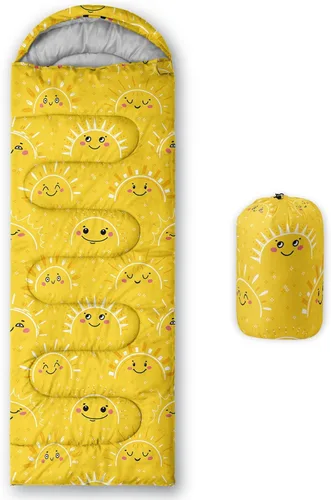 Vista 16 de Saco de dormir para niños y niñas, estampado de ondas azules, ligero, cálido, portátil, para exteriores, interiores, impermeable, resistente al