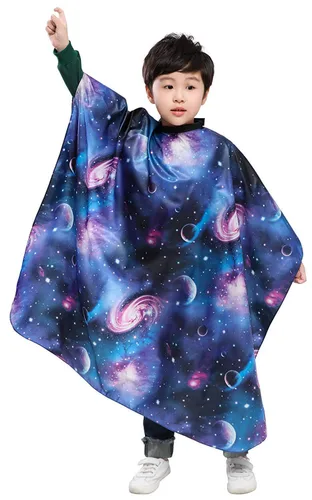 PERFEHAIR Cubierta de capa de peluquería para corte de pelo para niños, peinado y champú, impresión de cielo estrellado espacial