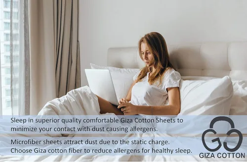 Vista 6 de 100% algodón Giza Egyptian Dreams [4 piezas] juego de sábanas de bolsillo extra profundo de 25 pulgadas, juego de sábanas de algodón Giza y fundas