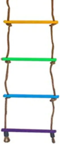 Vista 7 de Escalera de cuerda de escalada, escalera de cuerda de escalada para niños, resistente a la tracción, tejido multicapa, suave y colorido, accesorios