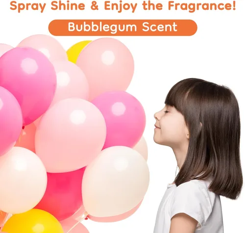 Vista 2 de LOOLEY Spray de Brillo para Globos con Aroma a Chicle, 15 fl.oz 168+ Hrs Spray para Globos de Brillo Ultra Duradero, Fórmula Impermeable y de Brillo