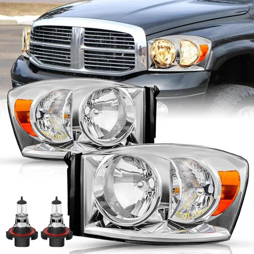 Vista 13 de TUSDAR Juego de Ensamblaje de Faros Compatible con Dodge Ram 1500 2006-2008/Dodge Ram 2500/3500 2006-2009 Pickup Lado del Conductor y Pasajero