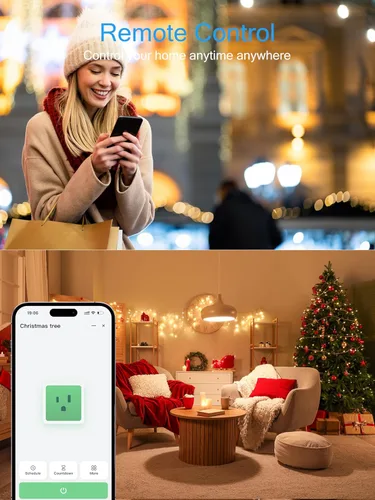 Vista 7 de EIGHTREE Enchufe inteligente 2025, actualización a 15A, toma de corriente Bluetooth y Wi-Fi de doble conexión, control de voz, toma de control