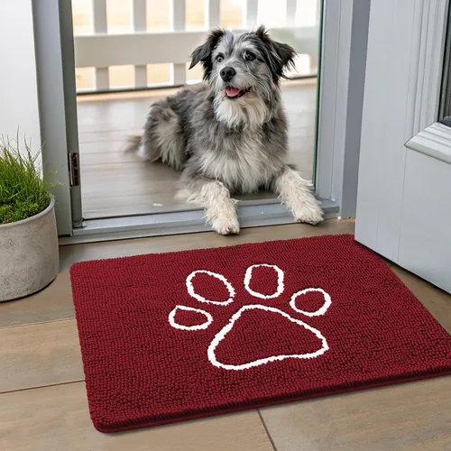 Vista 92 de Smiry Tapete para puerta de perro para patas fangosas, absorbente que atrapa la suciedad, antideslizante, de secado rápido, lavable, tapete