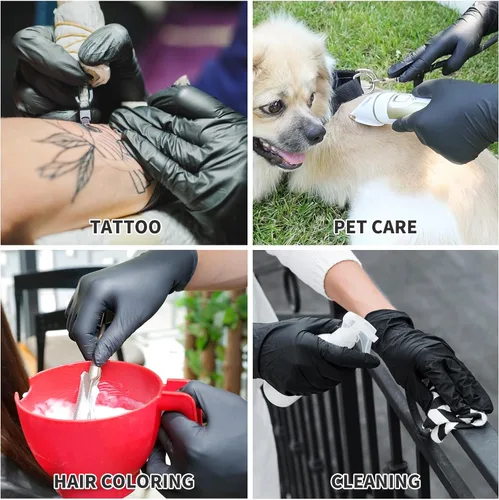 Vista 5 de FINITEX - Guantes desechables de nitrilo negros, guantes de examen, sin polvo, sin látex, 3 mil, caja de 10 cajas