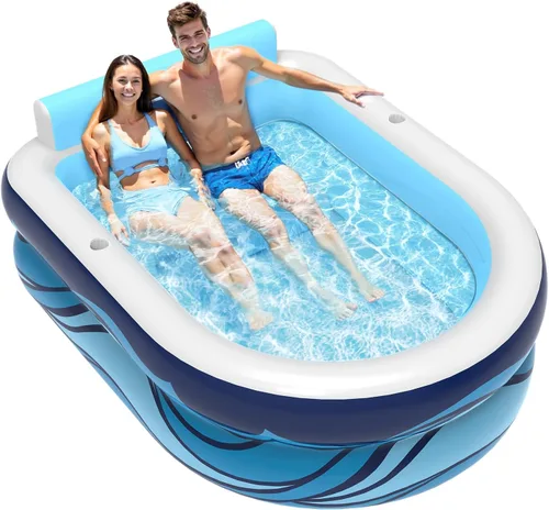 VISTOP Piscina inflable para adultos o niños con asientos/portavasos, grandes y gruesos, piscina fresca para la familia, piscina de agua inflable de