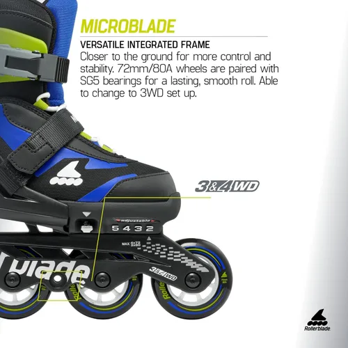Vista 5 de Rollerblade Microblade - Patines en línea ajustables para niños, para jóvenes, rendimiento juvenil