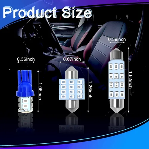 Vista 2 de 24 piezas de bombillas LED de repuesto interior, luces interiores del coche, juego de bombillas LED para cúpula del coche T10 31 mm 42 mm