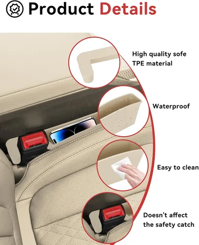 Vista 4 de Relleno de espacio para asiento de automóvil, organizador de espacio de asiento con soporte para teléfono, accesorios para asiento de automóvil