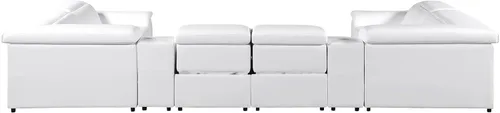 Vista 145 de BlackJack Furniture Venice - Sofá modular de cuero italiano de grano superior de 5 piezas con 3 reclinables eléctricos, reposacabezas ajustable