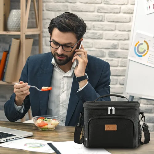 Vista 8 de Lifewit Bolsa de almuerzo reutilizable aislada, portátil, congelable, suave Negro