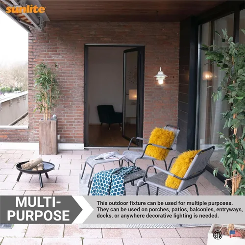Vista 6 de Sunlite 41370-SU - Accesorio de pared para exteriores estilo náutico, base media (E26), policarbonato resistente a la intemperie, lente acrílica