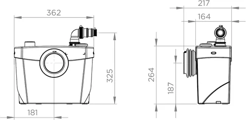 Vista 12 de SFA Top Silence Sanibroyeur 550W para drenaje de inodoro/lavabo