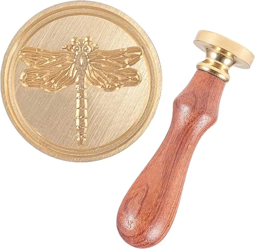 Vista 17 de CRASPIRE Sello de cera de hongo vintage con mango de madera, cabeza de latón extraíble retro para invitaciones de boda, sobres de Navidad, Acción