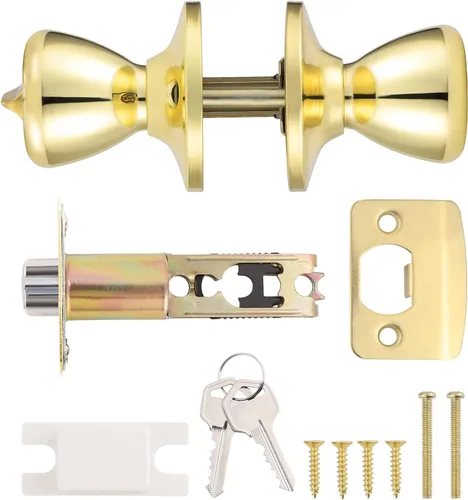 Vista 33 de GOBEKOR Paquete de 1 perillas para puerta de paso, pomos interiores de latón pulido sin llave, pomos de puerta de armario, pasillo, pomo de paso