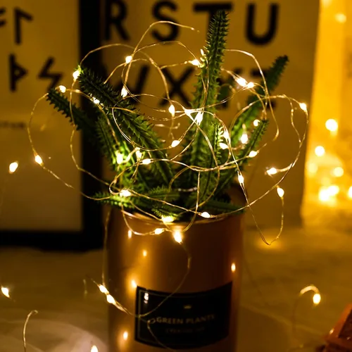 Vista 7 de Paquete de 12 luces LED de hadas que funcionan con pilas, 20 luces LED para el día de San Valentín, funciona con pilas, alambre plateado impermeable