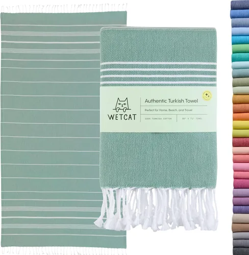 Vista 24 de WETCAT Toalla de playa turca de gran tamaño (38"x71") 100% algodón turco, fabricada en Turquía - sin arena, extragrande, ultrasuave, de secado