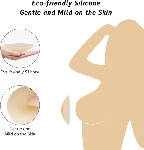 Vista 3 de 2 pares de cubiertas pastosas para pezones Cobertura de pezón no adhesiva para mujer, pétalos de pecho, pastas reutilizables