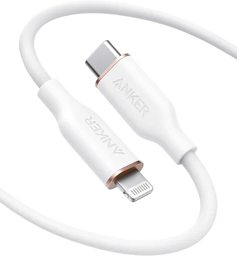 Vista 8 de Cable Anker USB C a Lightning, Cable de Carga de Silicona Powerline III Flow con Certificación MFi para iPhone 13 13 Pro (Negro Medianoche, 3 pies)