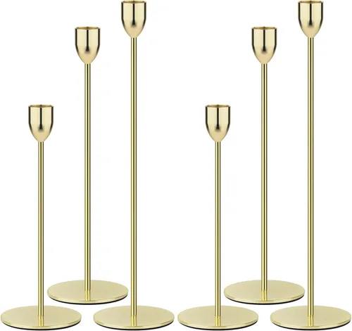 Vista 9 de Ohtomber 3 piezas de soporte para velas cónicas negras, candelabros para centro de mesa de boda, se adapta a velas de pilar de 3/4" de grosor