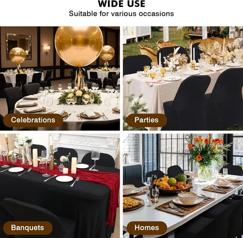 Vista 7 de Fixwal 12 fundas elásticas para sillas plegables de elastano, universales, ajustables, lavables, para comedor, fiesta, boda, banquete y decoración