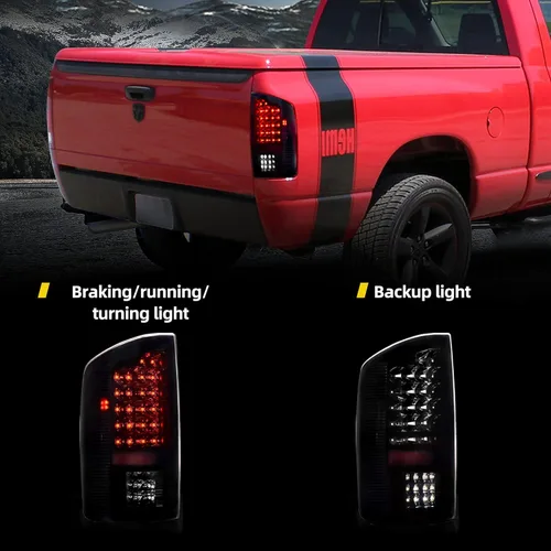 Vista 4 de DWVO Conjunto de luces traseras compatible con Dodge Ram 1500 y 03 04 05 06 2002 2003 2004 2005 2006 Dodge Ram 2500 3500 luces traseras de repuesto